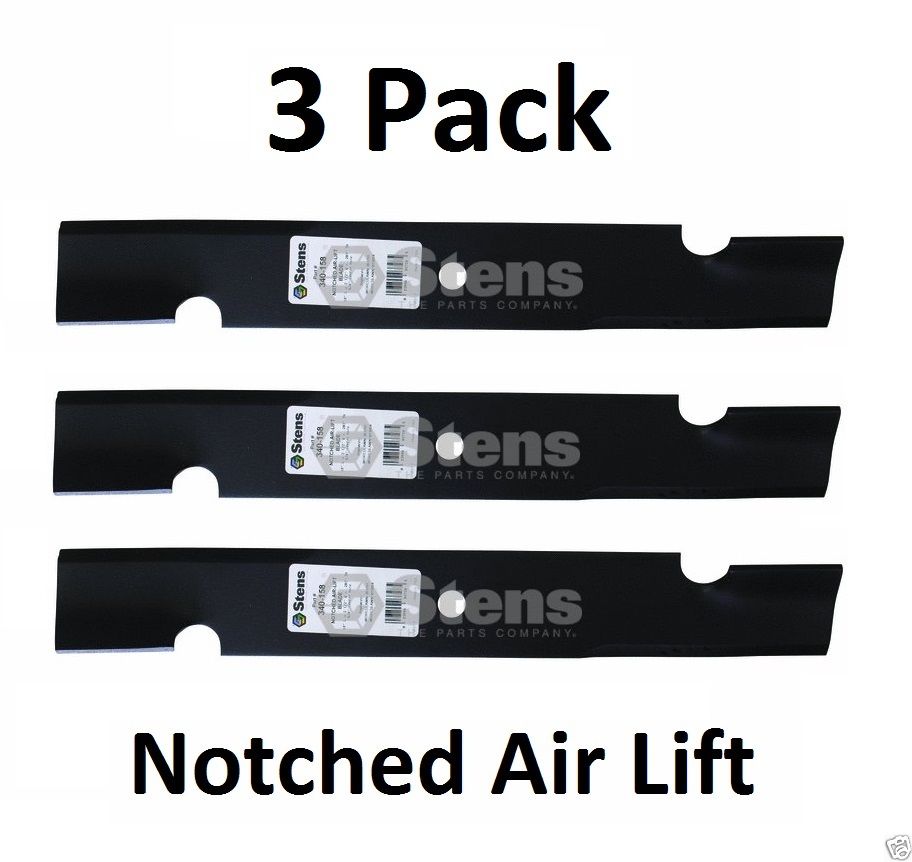 3 Pack Stens 340-158 Notched Air-Lift Blade for Encore 363046 363291 823004