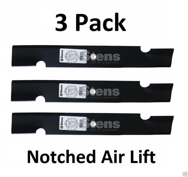 3 Pack Stens 340-158 Notched Air-Lift Blade for Ferris 1521227S 5021227 A48185