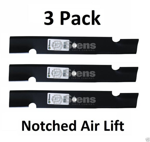 3 Stens 340-158 Notched Blades For John Deere AM104490 TCU29188 TCU37208 PT8721