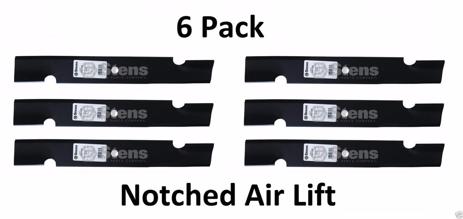 6 Pack Stens 340-158 Notched Air-Lift Blade for Bunton 6294 P2005 PL4206