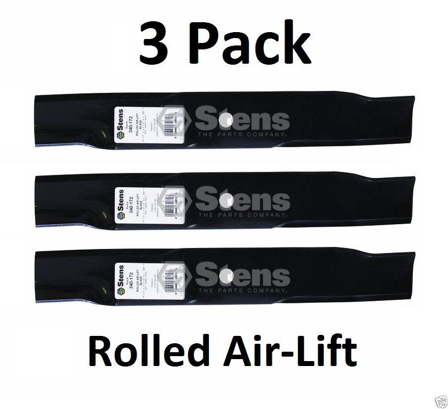 3 Pack Stens 340-172 Rolled Air-Lift Blade for Scag 48110 481706 482462 482877