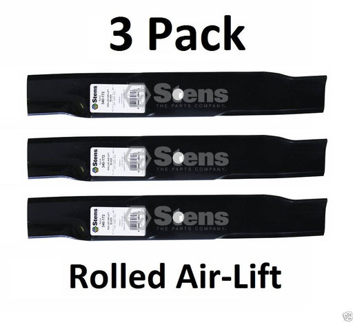 3 Pk Stens 340-172 Rolled Air-Lift Blade Fits Snapper 7075771BZYP 1-7043 7017043