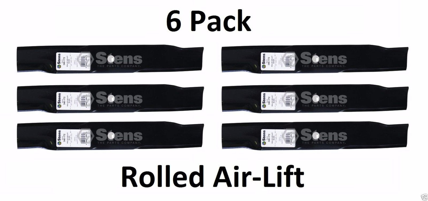 6 Pack Stens 340-172 Rolled Air-Lift Blade for John Deere TCU29299