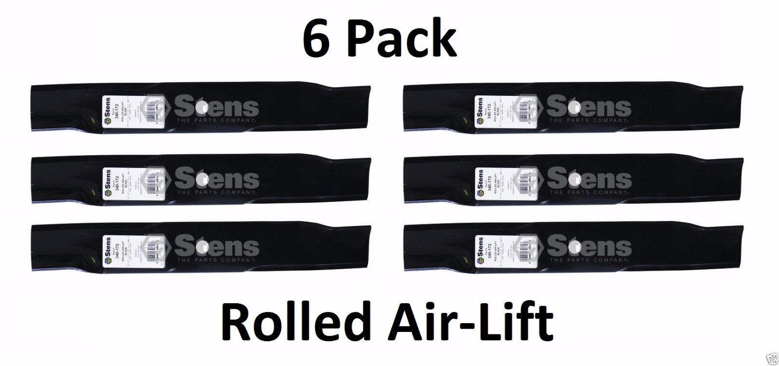 6 Pack Stens 340-172 Rolled Air-Lift Blade for John Deere TCU29299
