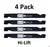 4 Pack Stens 340-178 Hi-Lift Blade for Ariens 21546095 Viking 6109-004-2012