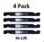 4 Pack Stens 340-178 Hi-Lift Blade for Husqvarna 532127843 532138498 532138971