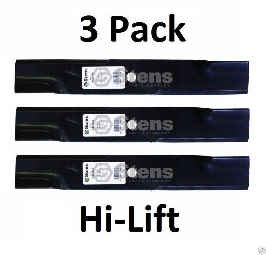 3 Pack Stens 340-400 Hi-Lift Blade for Hustler 601123 48" Fas Trak