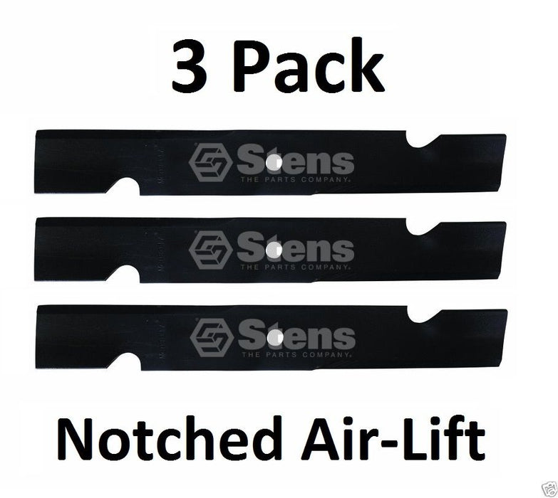 3 Pack Stens 340-878 Notched Air-Lift Blade for Scag 481707 481711 48185 482878