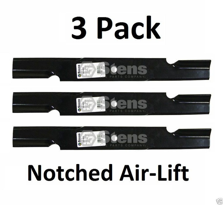 3 Pack Stens 340-882 Notched Air-Lift Blade for Scag 482879 482881
