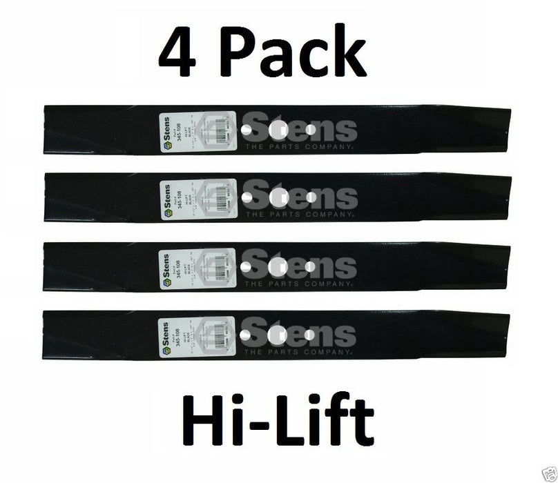 4 Pack Stens 345-108 Hi-Lift Blade for Troy Bilt 1747640 1772335