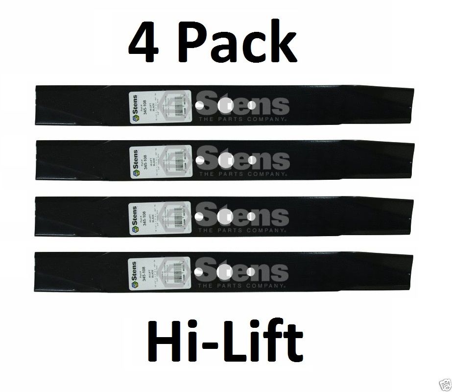 4 Pack Stens 345-108 Hi-Lift Blade for Troy Bilt 1747640 1772335