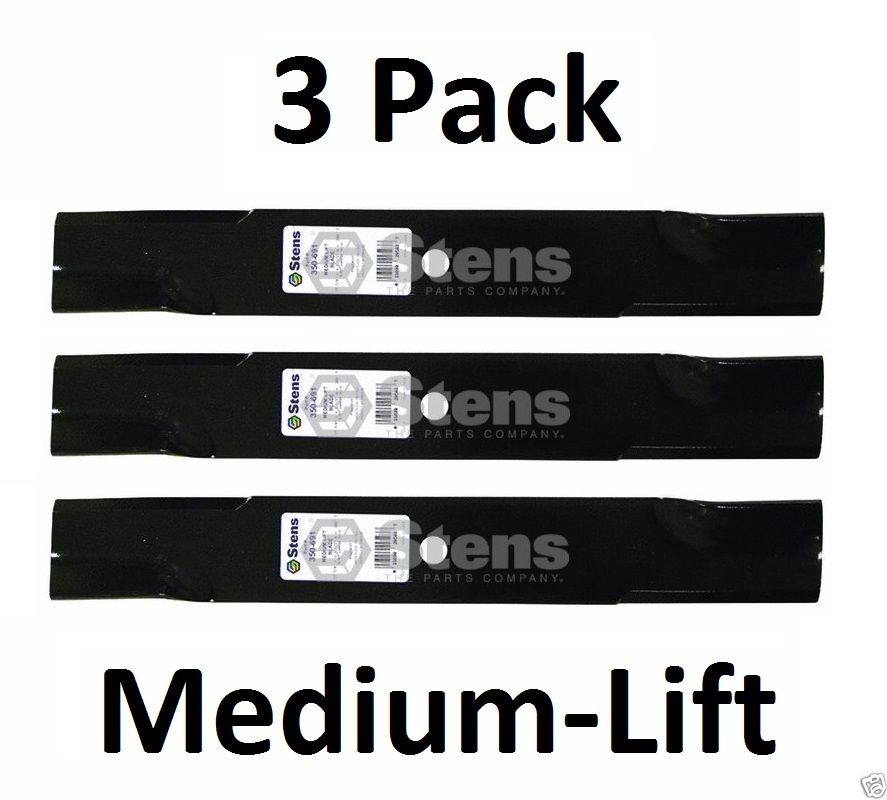 3 Pack Stens 350-691 Medium-Lift Blade for Hustler 782532 783753 785436 795526