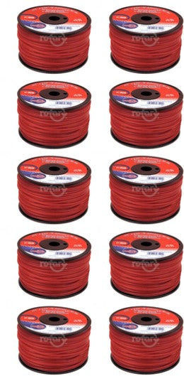 10 PK Rotary 3520 1 LB Spool 230' Red Commercial Round Trimmer Line .105"