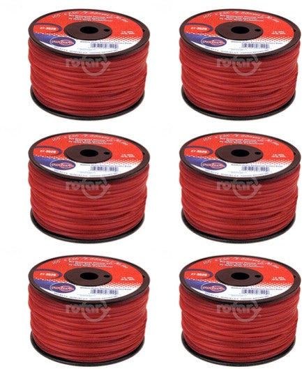 6 PK Rotary 3520 1 LB Spool 230' Red Commercial Round Trimmer Line .105"