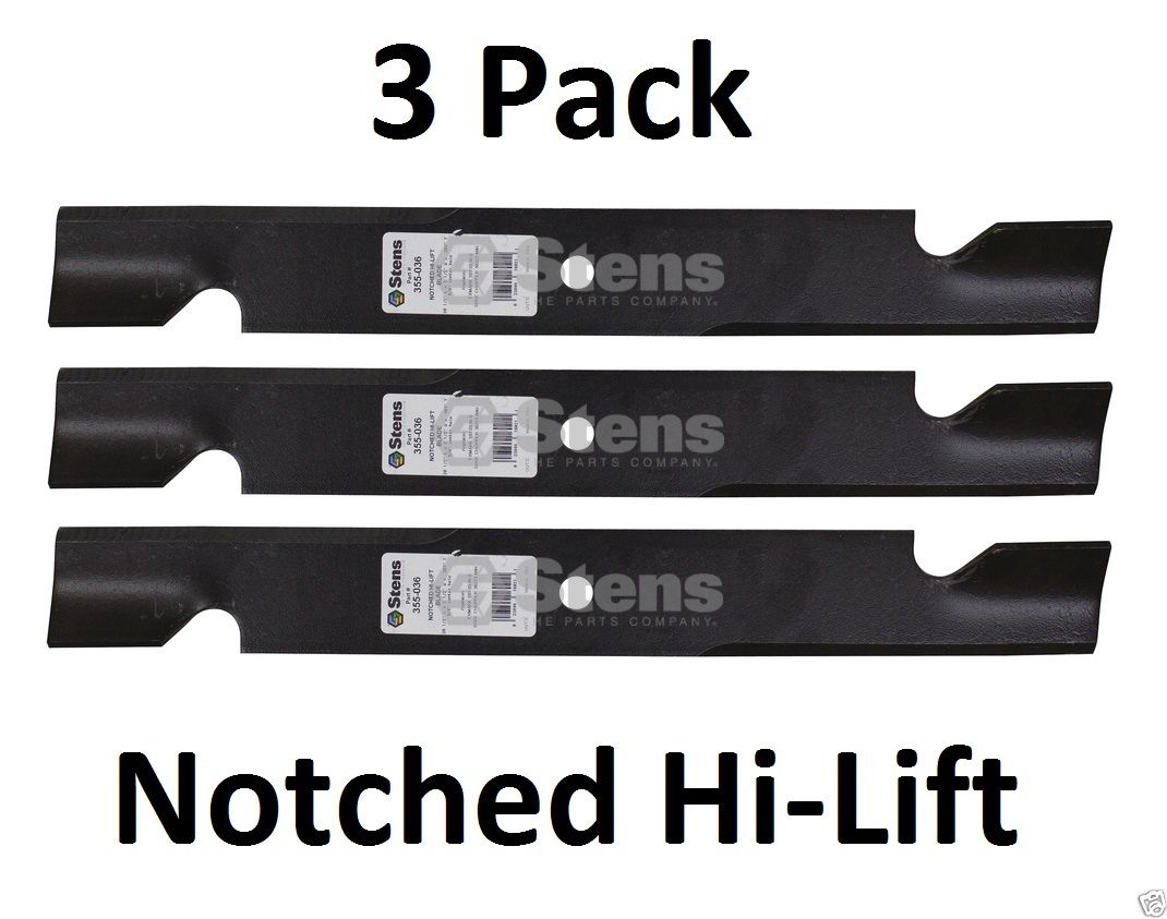 3 Pack Stens 355-036 Notched Hi-Lift Blade For Dixie Chopper 30227-60 30227-60H