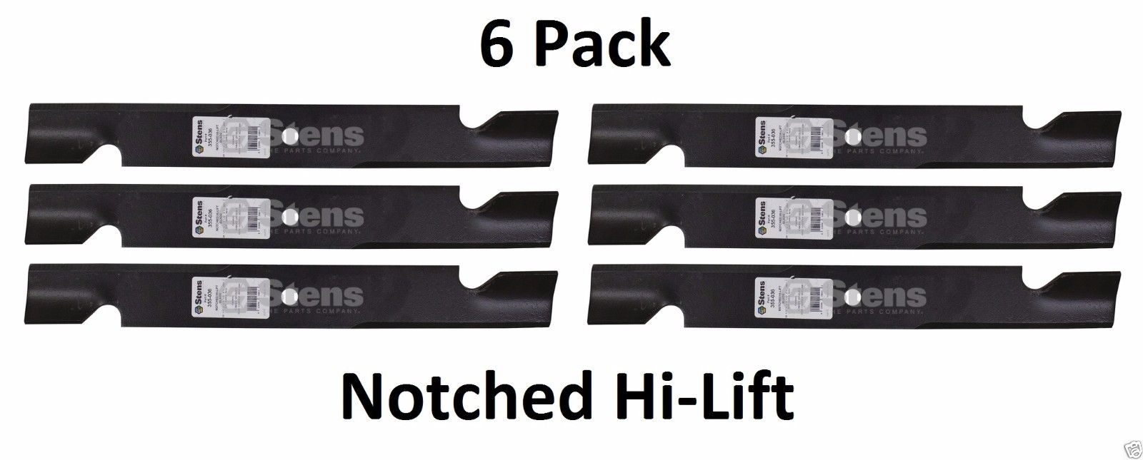 6 Pack Stens 355-036 Notched Hi-Lift Blade for Bad Boy 038-6002-00 Bunton PL7441