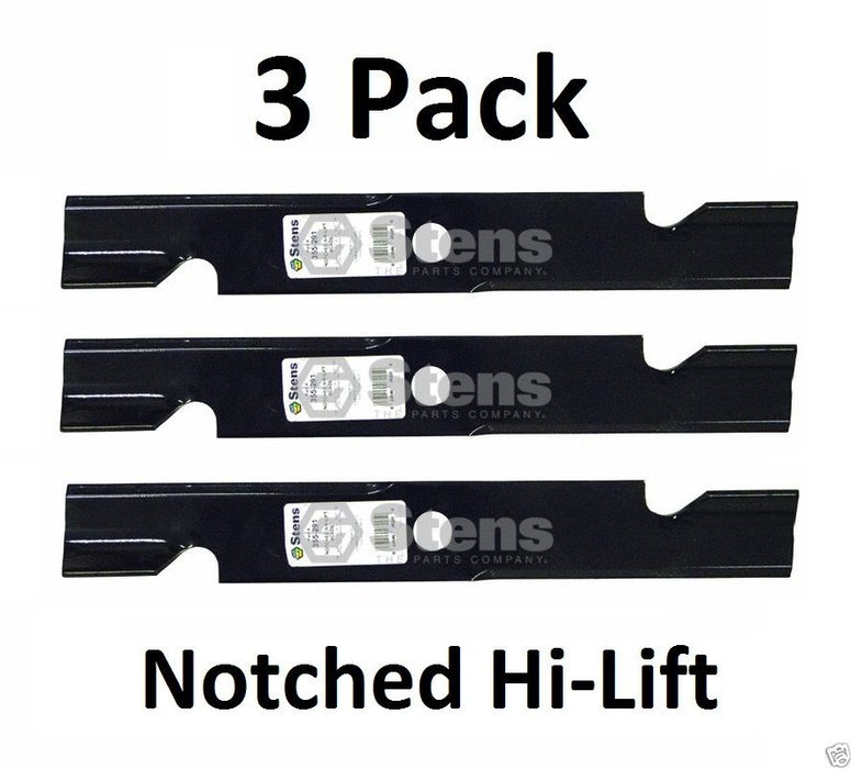 3 Pack Stens 355-291 Notched Hi-Lift Blade for Toro 109-6873