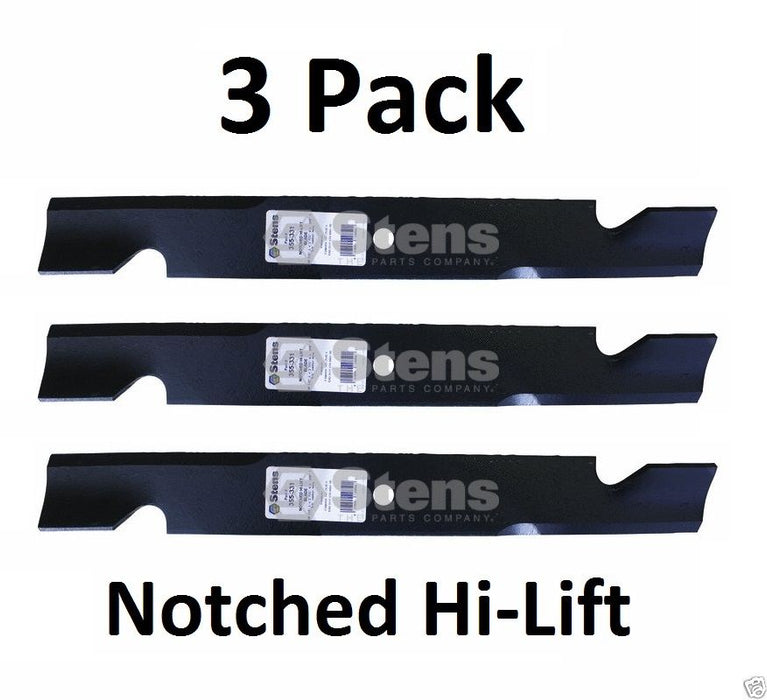 3 Pack Stens 355-331 Notched Hi-Lift Blade for Ariens 08899100 08979600 09081200