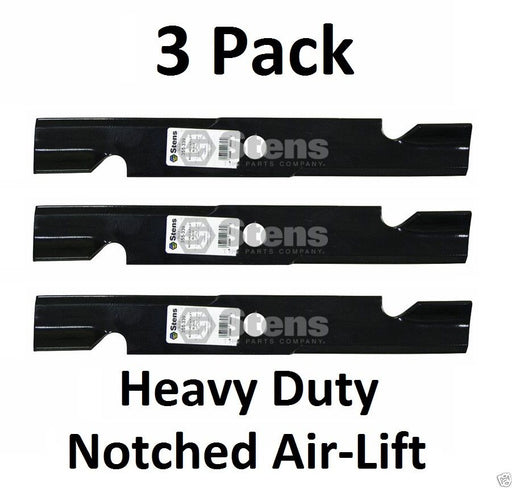 3 Pack Stens 355-339 Heavy Duty Notched Air-Lift Blade for Toro 109-6873
