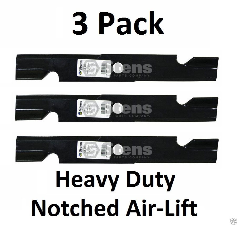 3 Pack Stens 355-339 Heavy Duty Notched Air-Lift Blade for Toro 109-6873