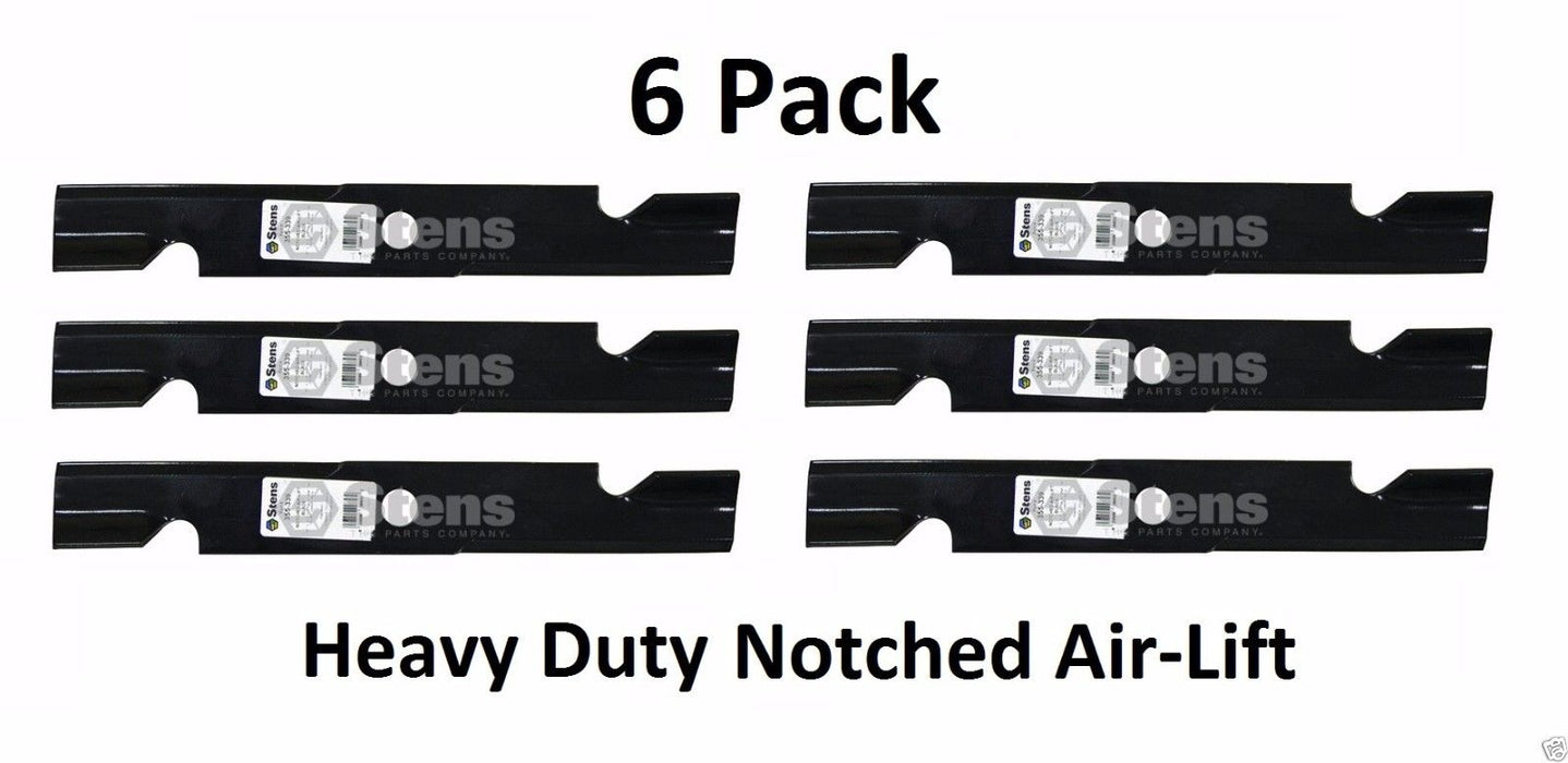 6 Pack Stens 355-339 Heavy Duty Notched Air-Lift Blade for Toro 109-6873