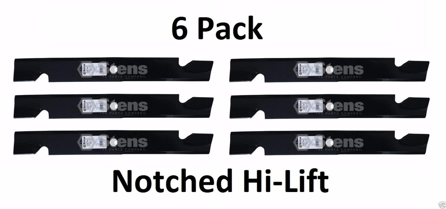 6 Pack Stens 355-347 Notched Hi-Lift Blade For Exmark 103-6394 103-6384 103-6404