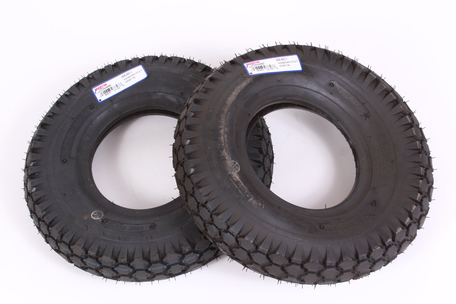 2 Pack Martin Wheel 356-4ST-I 410/350-6 Stud Tread 4 Ply Pneumatic Tire K352