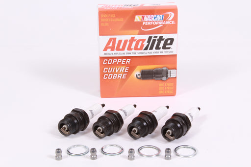 Box of 4 Genuine Autolite 386 Copper Resistor Spark Plugs