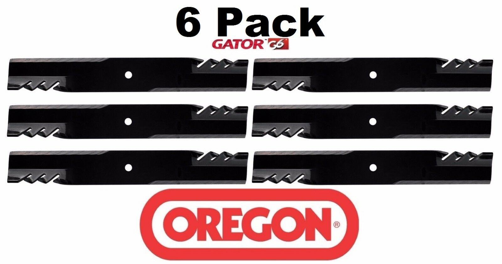 6 Pack Oregon 396-771 G6 Gator Mulcher Mower Blade for John Deere M143504 62"