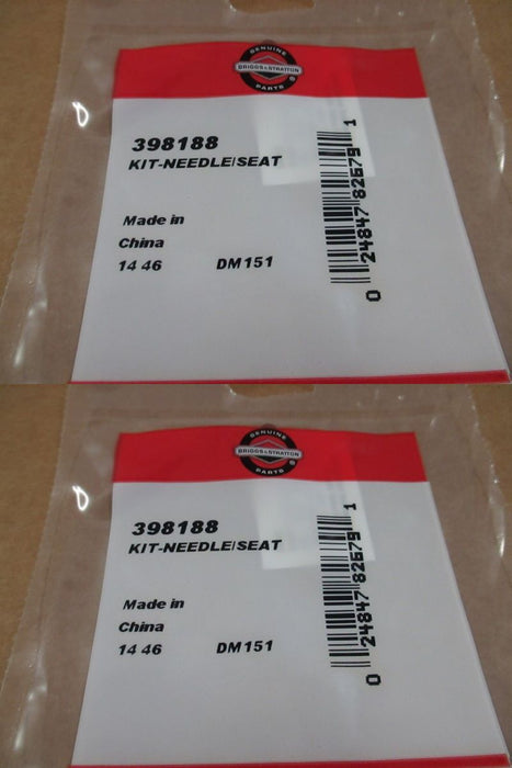 2 Pack Genuine Briggs & Stratton 398188 Carburetor Needle & Seat Kit OEM