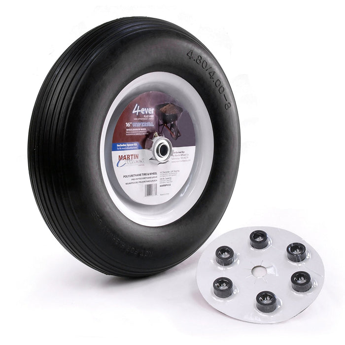 Martin Wheel 408RBPU31 480/400-8 16" Flat Free Wheelbarrow Wheel 3/4" Bore