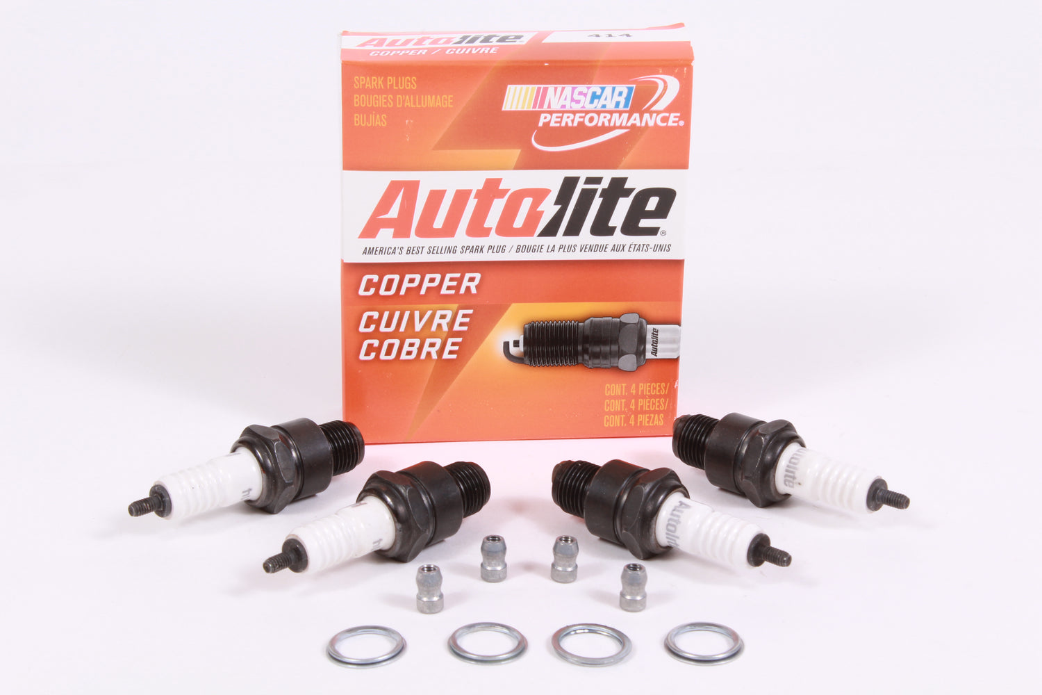 Box of 4 Genuine Autolite 414 Copper Non-Resistor Spark Plugs