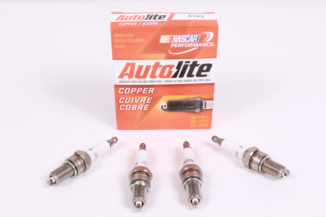 Box of 4 Genuine Autolite 4163 Copper Resistor Spark Plugs