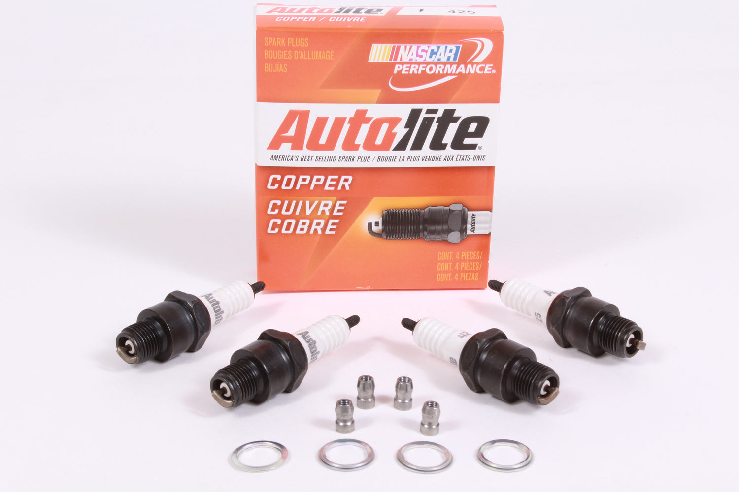 Box of 4 Genuine Autolite 425 Copper Resistor Spark Plugs