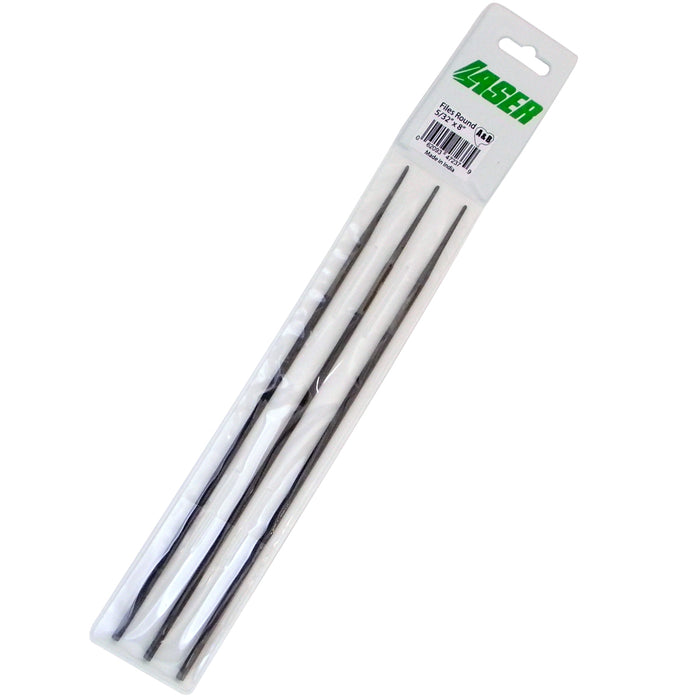 Laser 47237 Pack of 3 Professional Double Cut Round Chainsaw Files 5/32"