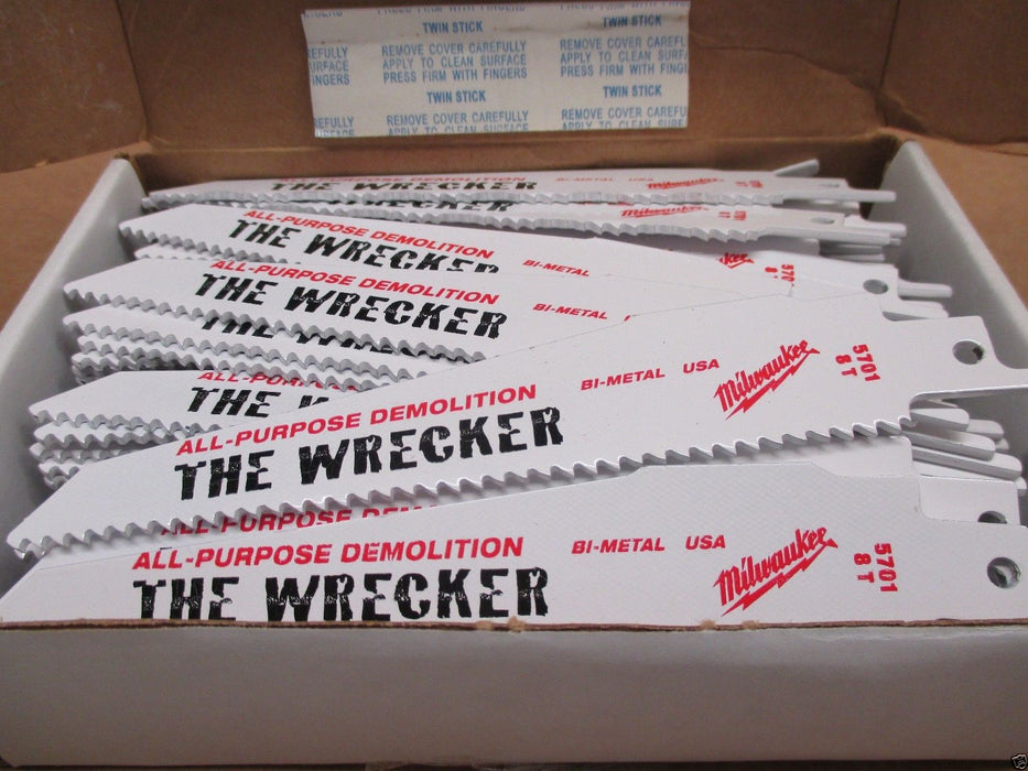 100 Pack Genuine Milwaukee 48-01-7701 6" 8 TPI Sawzall Blade The Wrecker