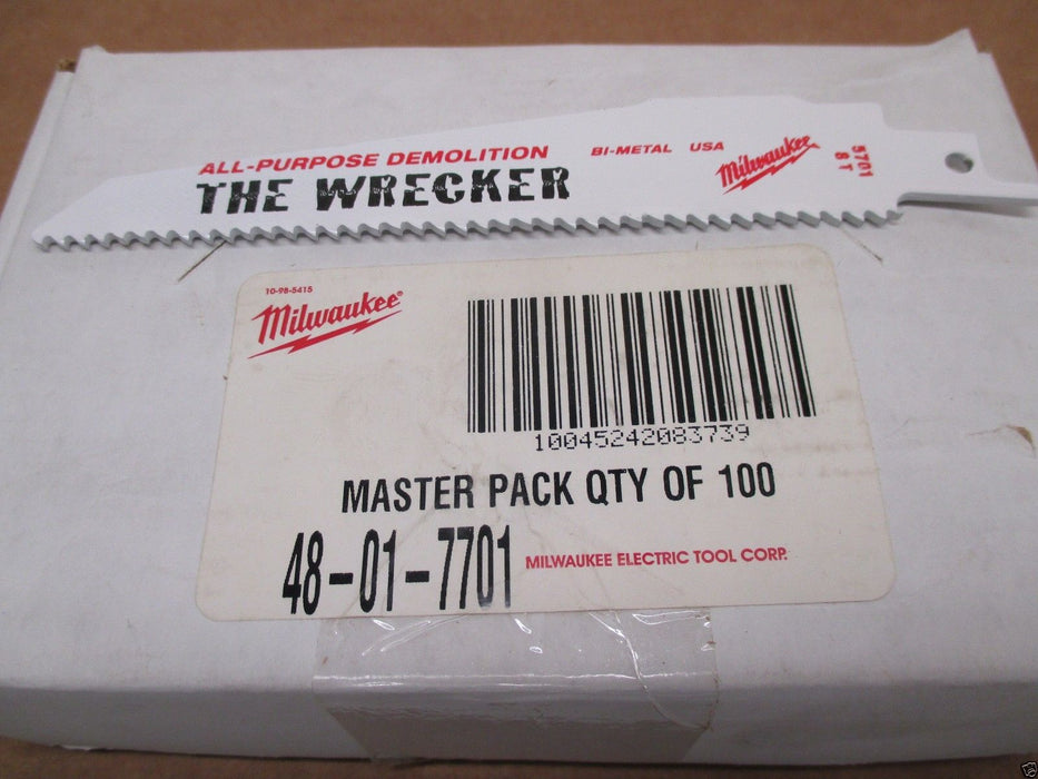 100 Pack Genuine Milwaukee 48-01-7701 6" 8 TPI Sawzall Blade The Wrecker