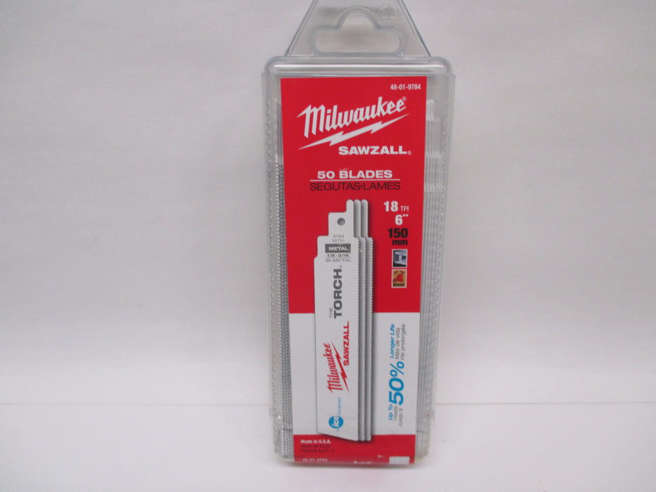 50 Pack Genuine Milwaukee 48-01-9784 6" 18 TPI Ice Hardened Sawzall Blades