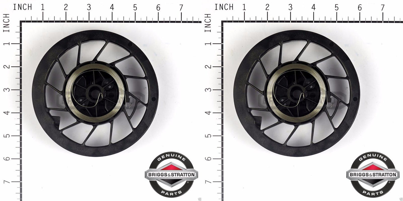 2 Pack Genuine Briggs & Stratton 498144 Recoil Starter Pulley & Spring OEM