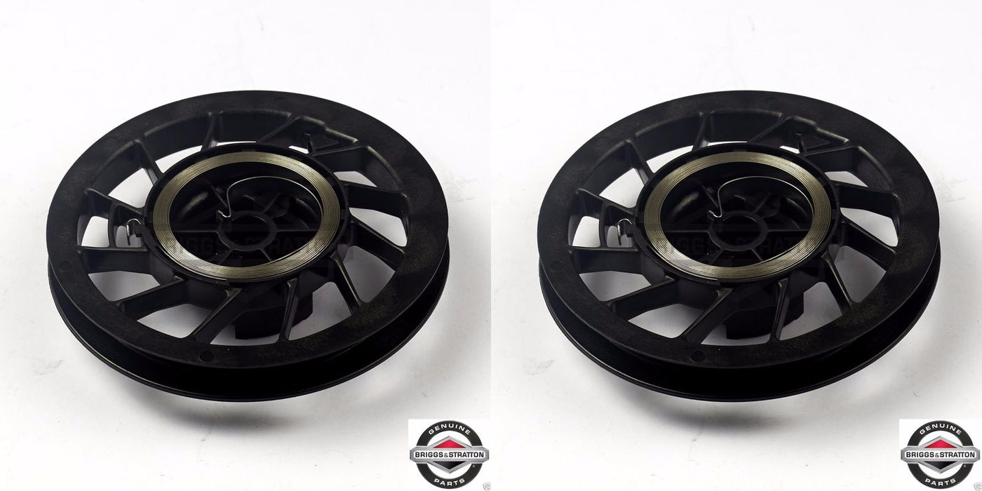 2 Pack Genuine Briggs & Stratton 498144 Recoil Starter Pulley & Spring OEM
