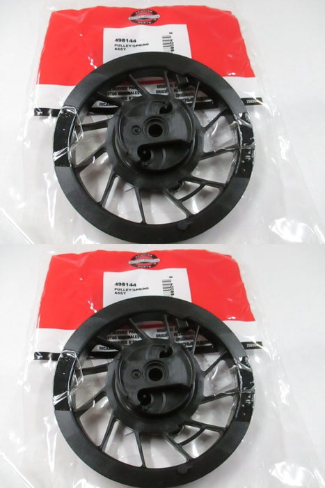 2 Pack Genuine Briggs & Stratton 498144 Recoil Starter Pulley & Spring OEM