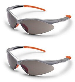 2 PK Husqvarna 501234508 Sport Safety Glasses Half Frame Smoke Lens Silver Frame