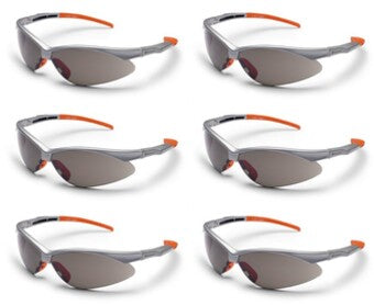 6 PK Husqvarna 501234508 Sport Safety Glasses Half Frame Smoke Lens Silver Frame