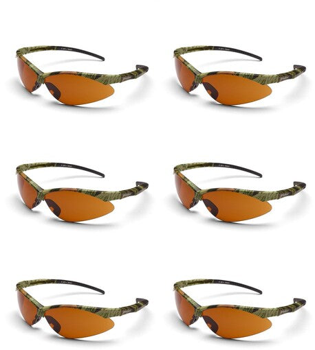 6 PK Husqvarna 501234510 Savannah Safety Glasses Camo Half Frame Bronze Lens