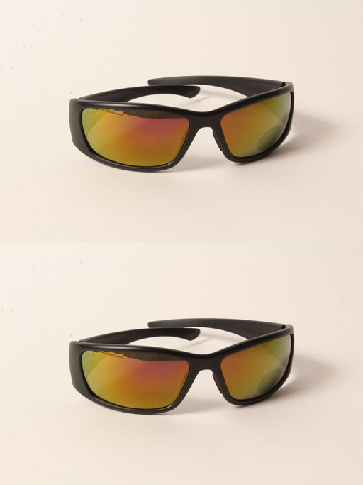 2 PK Husqvarna 501234512 Freestyle Glasses Matte Black Frame Fire Mirror Lens