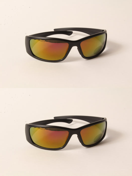 2 PK Husqvarna 501234512 Freestyle Glasses Matte Black Frame Fire Mirror Lens