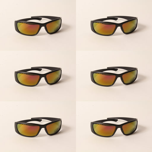 6 PK Husqvarna 501234512 Freestyle Glasses Matte Black Frame Fire Mirror Lens