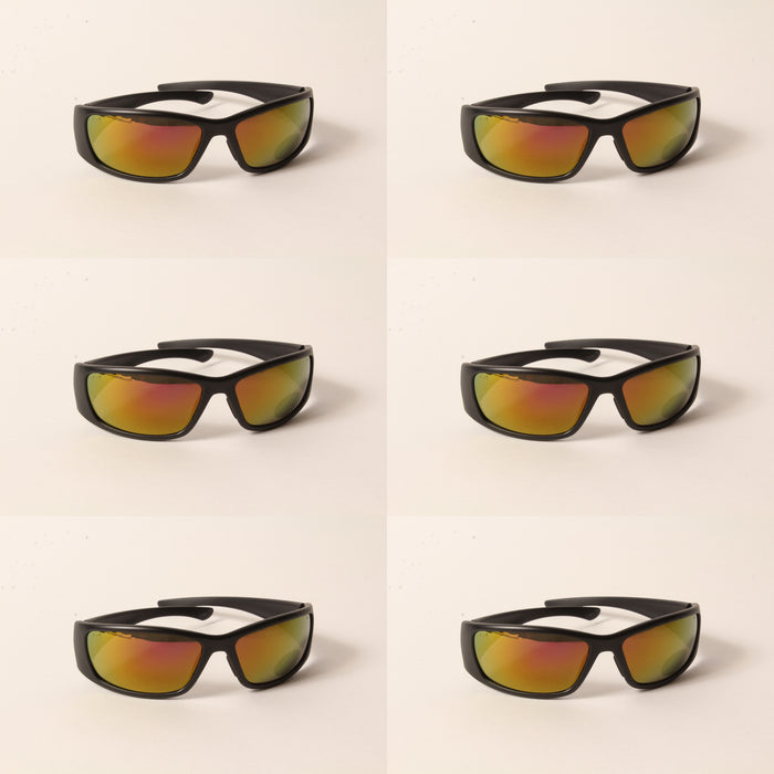 6 PK Husqvarna 501234512 Freestyle Glasses Matte Black Frame Fire Mirror Lens