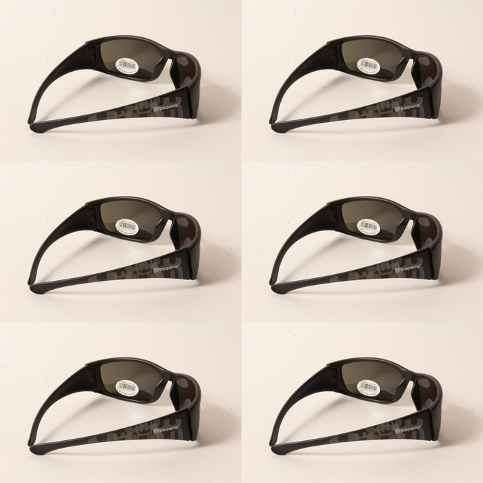 6 PK Husqvarna 501234512 Freestyle Glasses Matte Black Frame Fire Mirror Lens