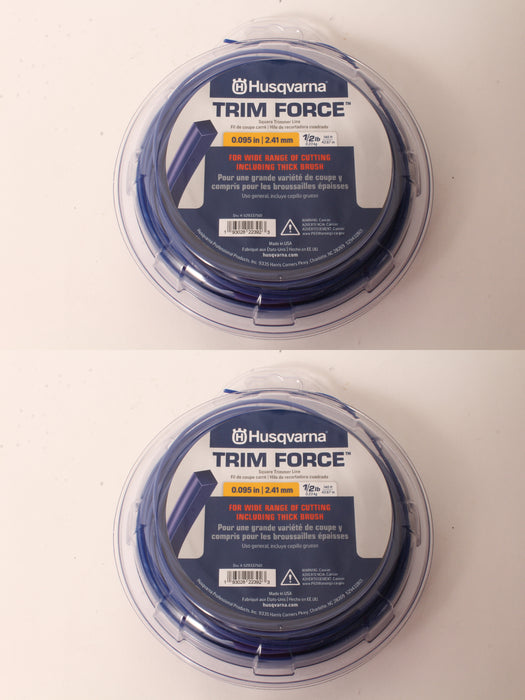 2 PK Genuine Husqvarna 529337501 Trim Force Square Trimmer Line 140' Spool .095"